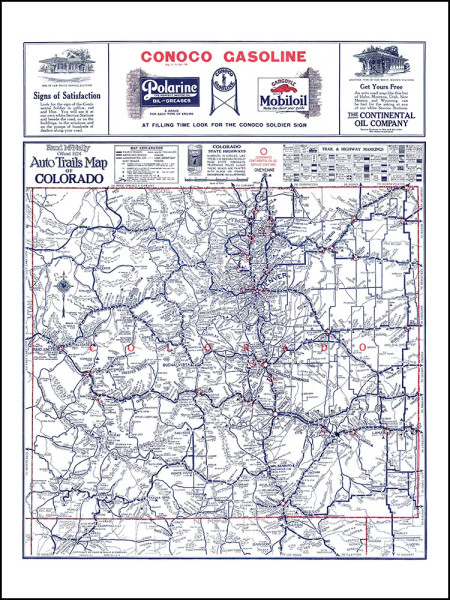 Vintage Wall Map: Colorado Auto Trails Map