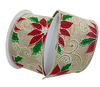 Poinsettia Linen Wired Ribbon #7824.60/10-609