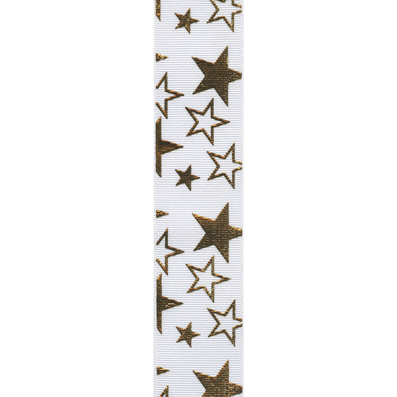 White / Gold Printed Star Ribbon