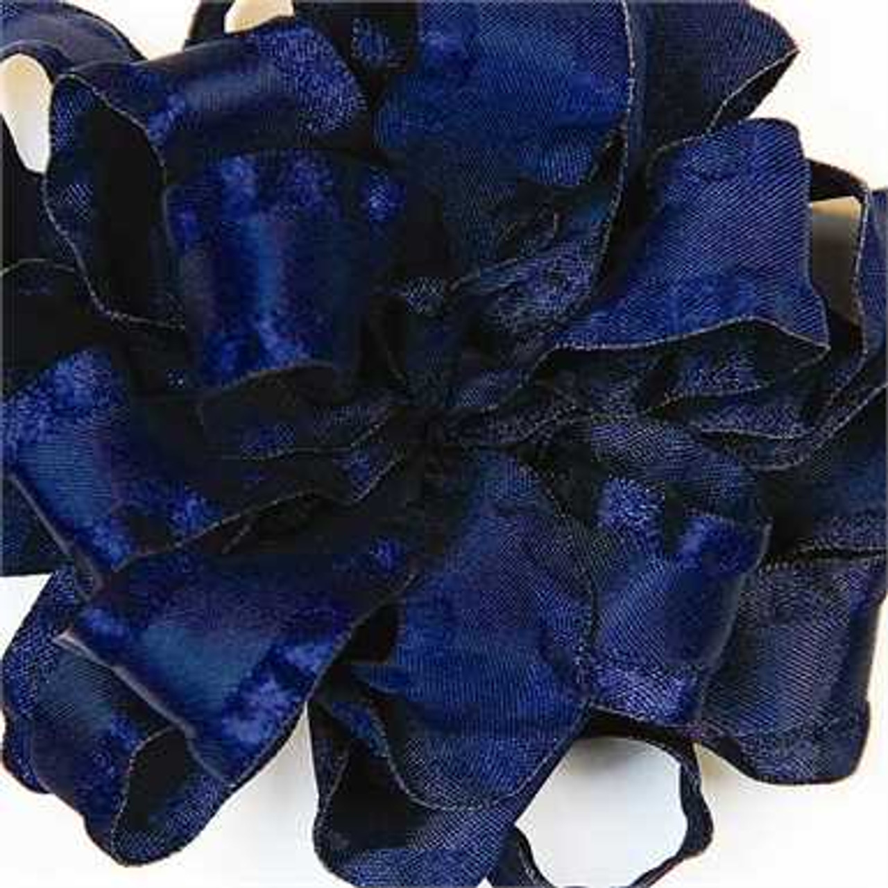 Navy double ruffle narrow satin