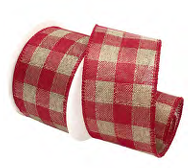 Red Gingham Burlap Wired Ribbon #7378.60/10-709