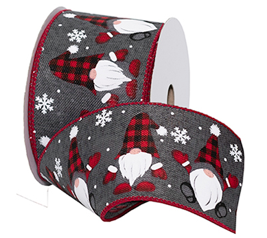Buffalo Plaid and Gray Gnomes Ribbon - 7752.60- 609