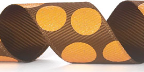 Brown and Gold Glitter Polka Dot Ribbon #623