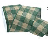 Green Gingham Burlap Wired Ribbon # 7378.60/10-607