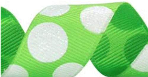 Lime and White Glitter Polka Dot Ribbon #714 Lime and White Glitter Polka Dot Ribbon #714