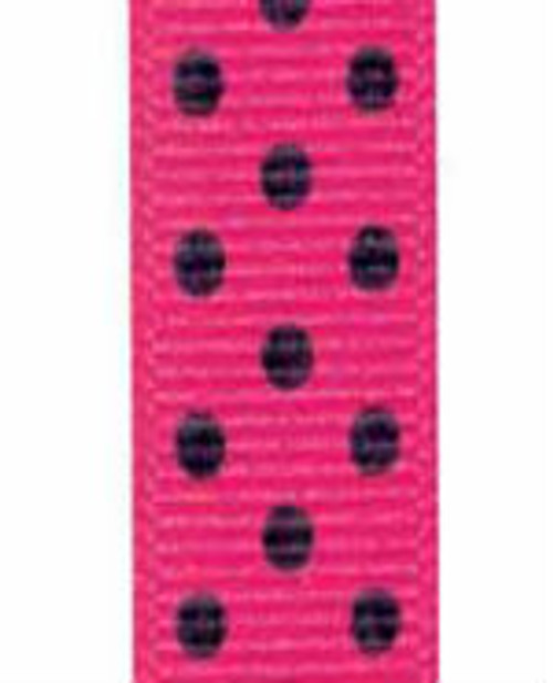 Shocking Pink / Black Grosgrain Confetti Dots