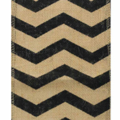 Black Chevron Burlap Ribbon