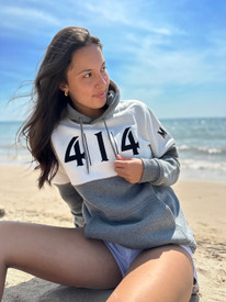 Women's 414 Grey and White Hoodie 