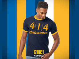 414 Navy Baseball stitch graphic t-shirt 