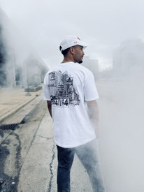 White Milwaukee Skyline vertical t-shirt