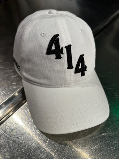 414 diagonal white dad cap