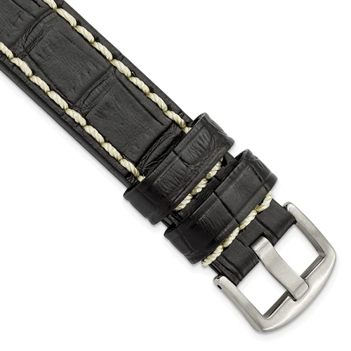 deBeer Black Matte Alligator-Grain Leather Watch Band BAW323