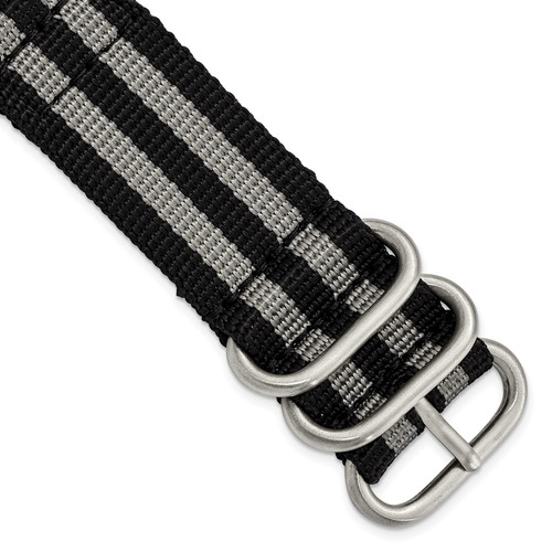 deBeer Black and Gray Striped Ballistic Nylon Watch Band BA390