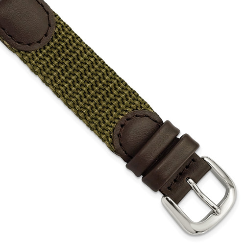 deBeer Olive Nylon and Brown Leather Quick-Release Watch Band BA301QR