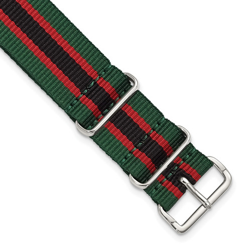 deBeer Green, Red and Black Striped Nylon Watch Band 263