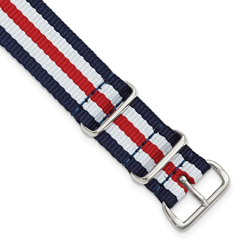 deBeer Navy, White and Red Striped Nylon Watch Band 275