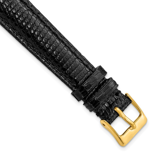deBeer Black Genuine Lizard Leather Watch Band BA145