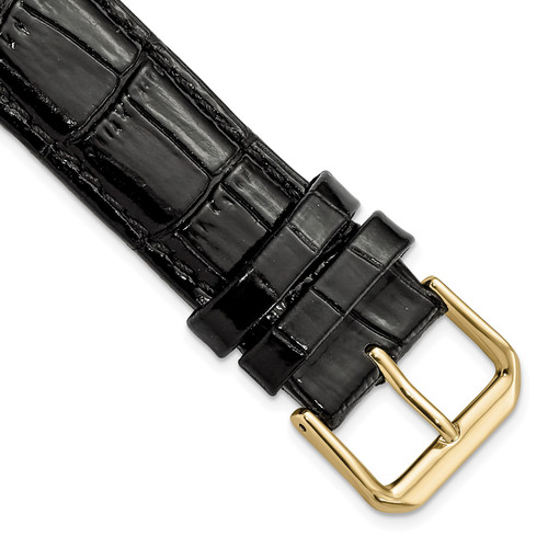 deBeer Black Crocodile-Grain Leather Watch Band BA83