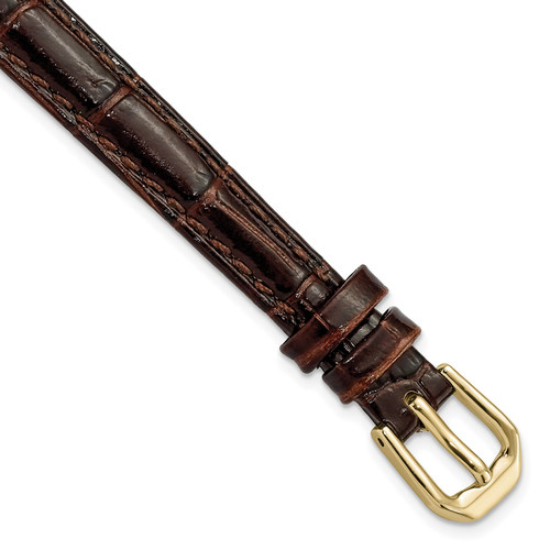 deBeer Brown Crocodile-Grain Leather Watch Band BA86