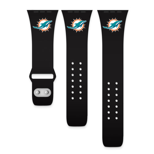 GameTime Miami Dolphins Silicone Apple Watch Band, View 1