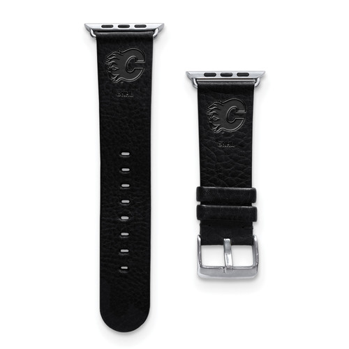 GameTime Calgary Flames Leather Apple Watch Band, View 1