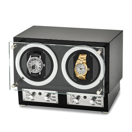 Luxury Giftware by Jere Carbon Fiber Finish Dual Watch Winder