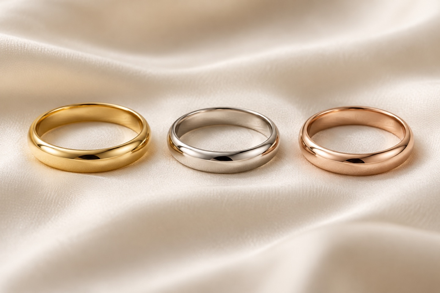 Yellow-, white- and rose-colored bands arranged on ivory fabric.