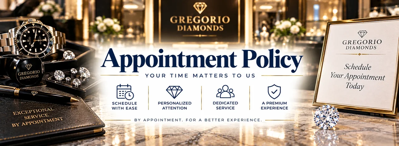 Gregorio Diamonds appointment policy banner — Appointment Policy — Gregorio Diamonds Hialeah, FL — Hialeah, Florida