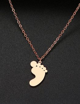 Cute Fashion Rose Gold Style Small Feet Stainless Steel Necklace