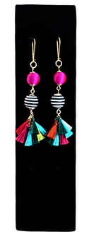 Lovely Beautiful Multicolor Thread Balls And Tassel 10k Gold Plated Hook Earrings by Cuties & More… Collection