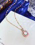 Fine Elegant Hight End Fashion  Titanium Rose Gold Plated Water Wave Chain Square Zirconia Necklace