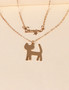 Cute Fashion Electroplated Geminis Letter Cat Stainless Steel Multilayer Necklace