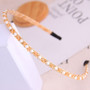 Delicate Fine Lovely Champagne Crystals With Pearls Alloy Golden Chain Design Headband