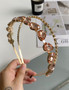 Beautiful Delicate Outstanding High-End Rose Gold Water-Drops Crystals With White Rhinestones Full Drill Broad Golden Style Headband