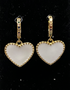 Beautiful Classy High-End Lovely White Heart With Zirconia 18k Gold Plated Copper Earrings