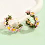 Very Light Weight Comfortable Beautiful C-Shaped Dainty Cute Bohemian Fabric Flower Earring