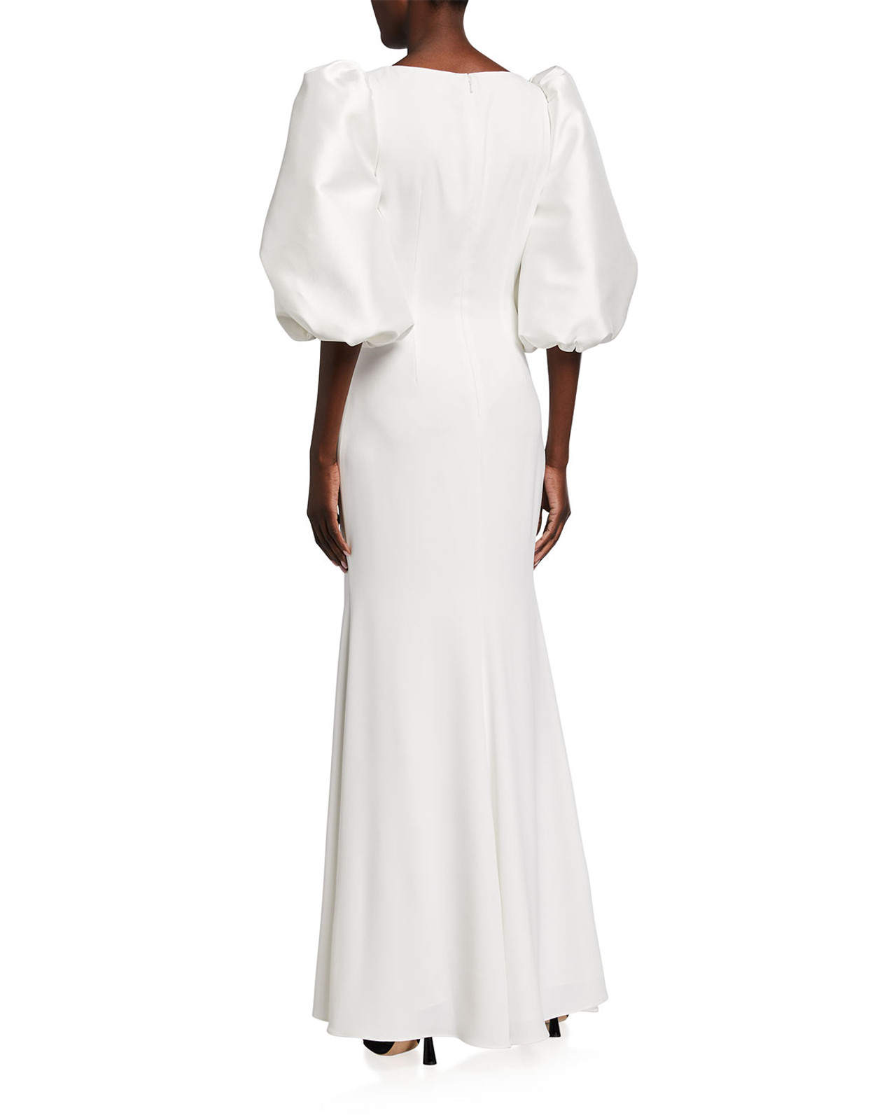Odessa Fitted Gown With Balloon Sleeves By Badgley Mischka