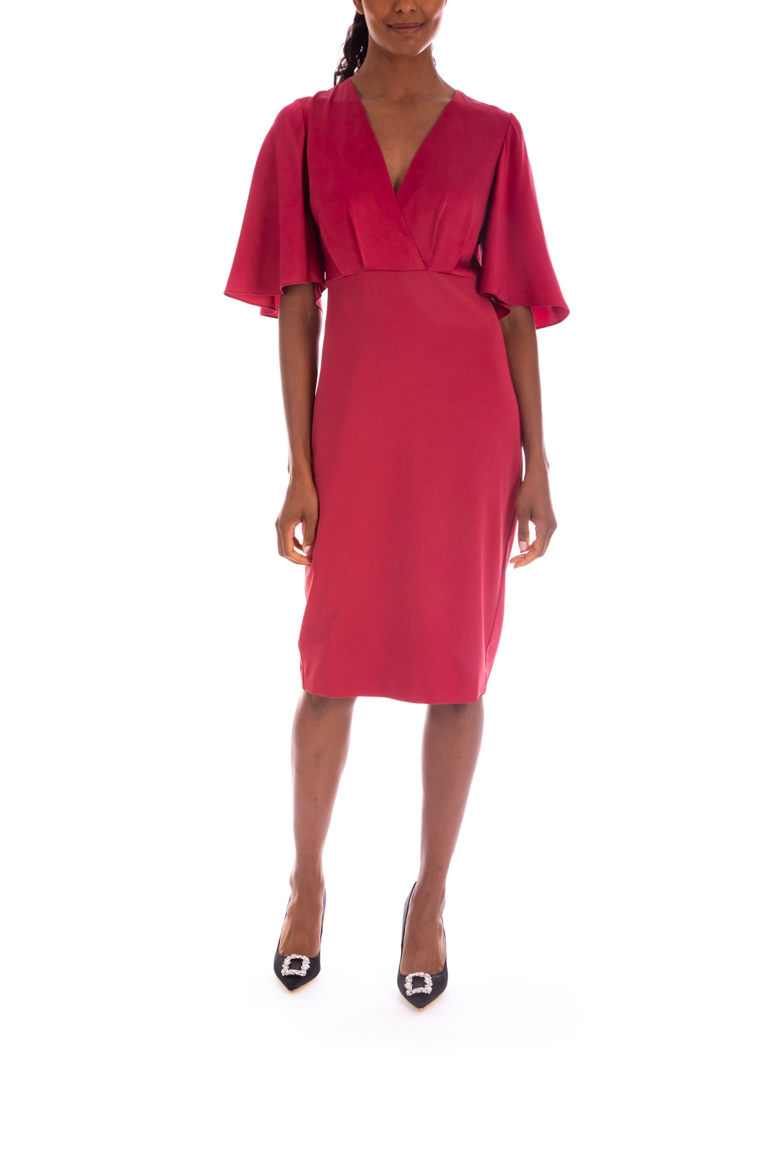 Flutter Sleeve VNeck Cocktail Dress by Badgley Mischka