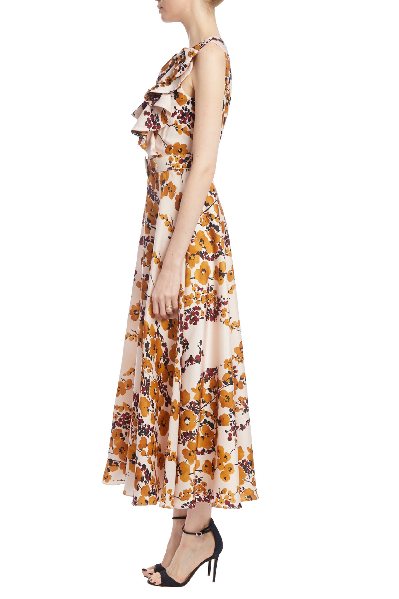 Eastern-Inspired Floral Sleeveless Dress by Badgley Mischka