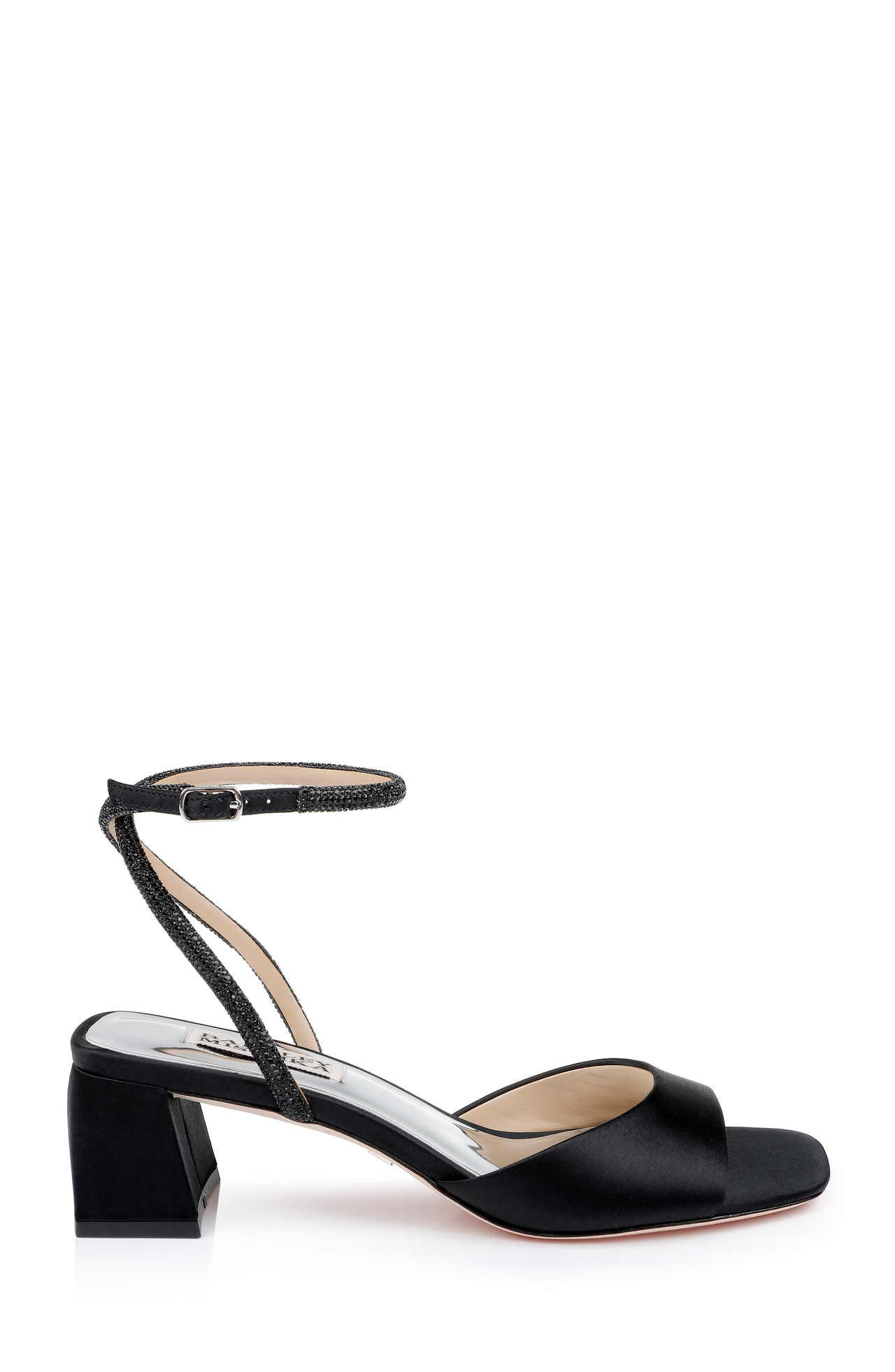 Infinity Satin Block Heels with Ankle Strap by Badgley Mishcka