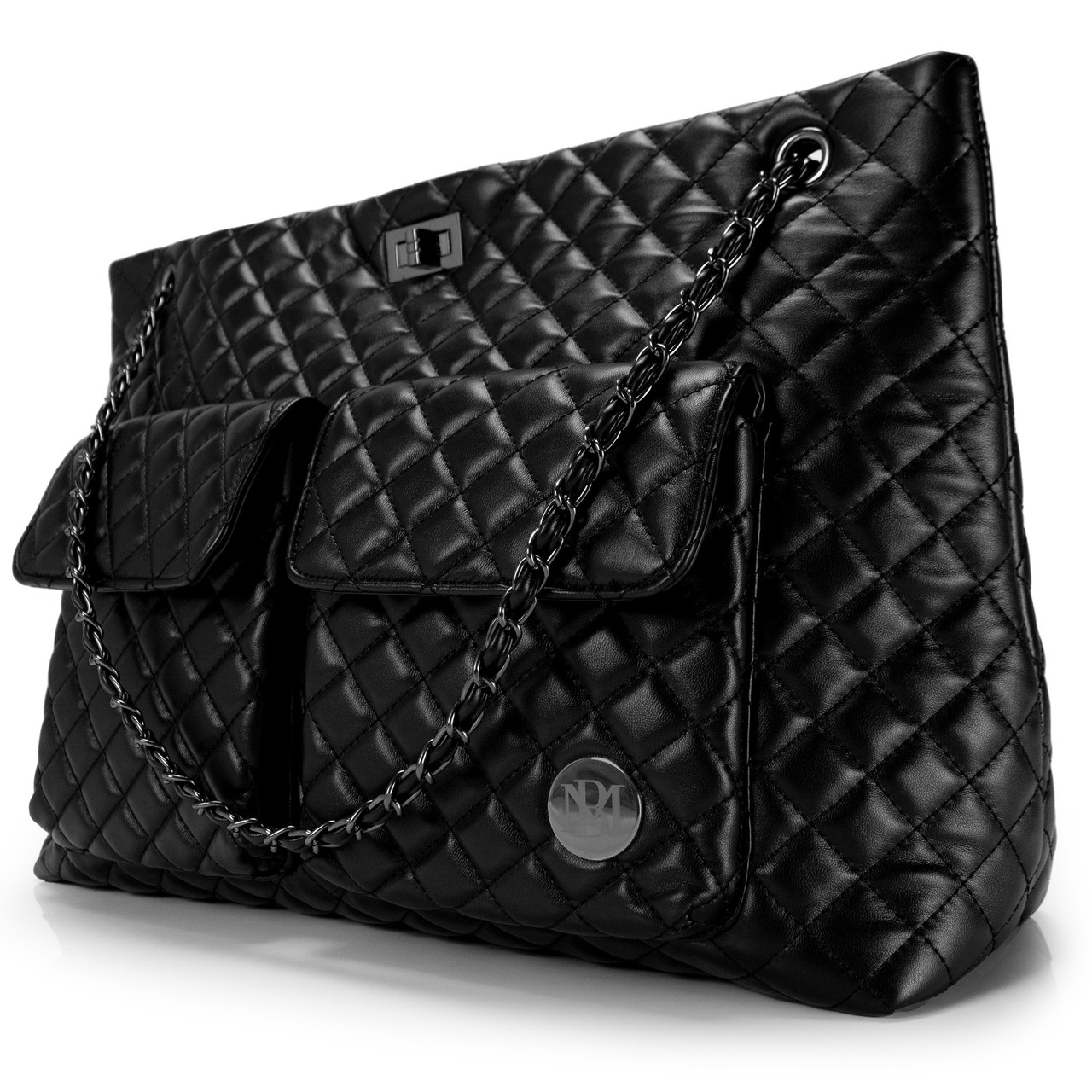 Done and Done Black Quilted Tote Bag