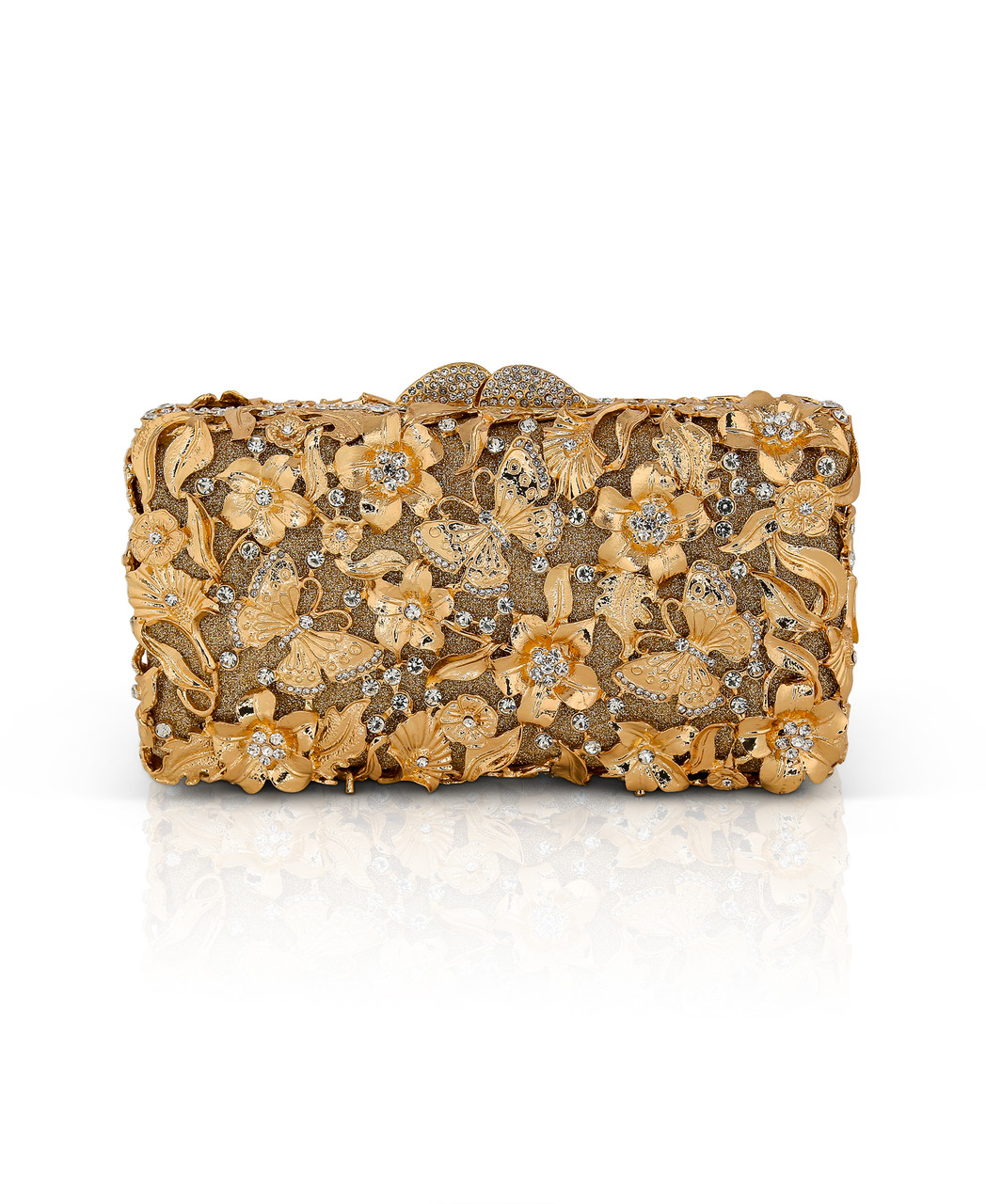 Whitley Gold Filigree Crystal Embellished Minaudiere by Badgley  