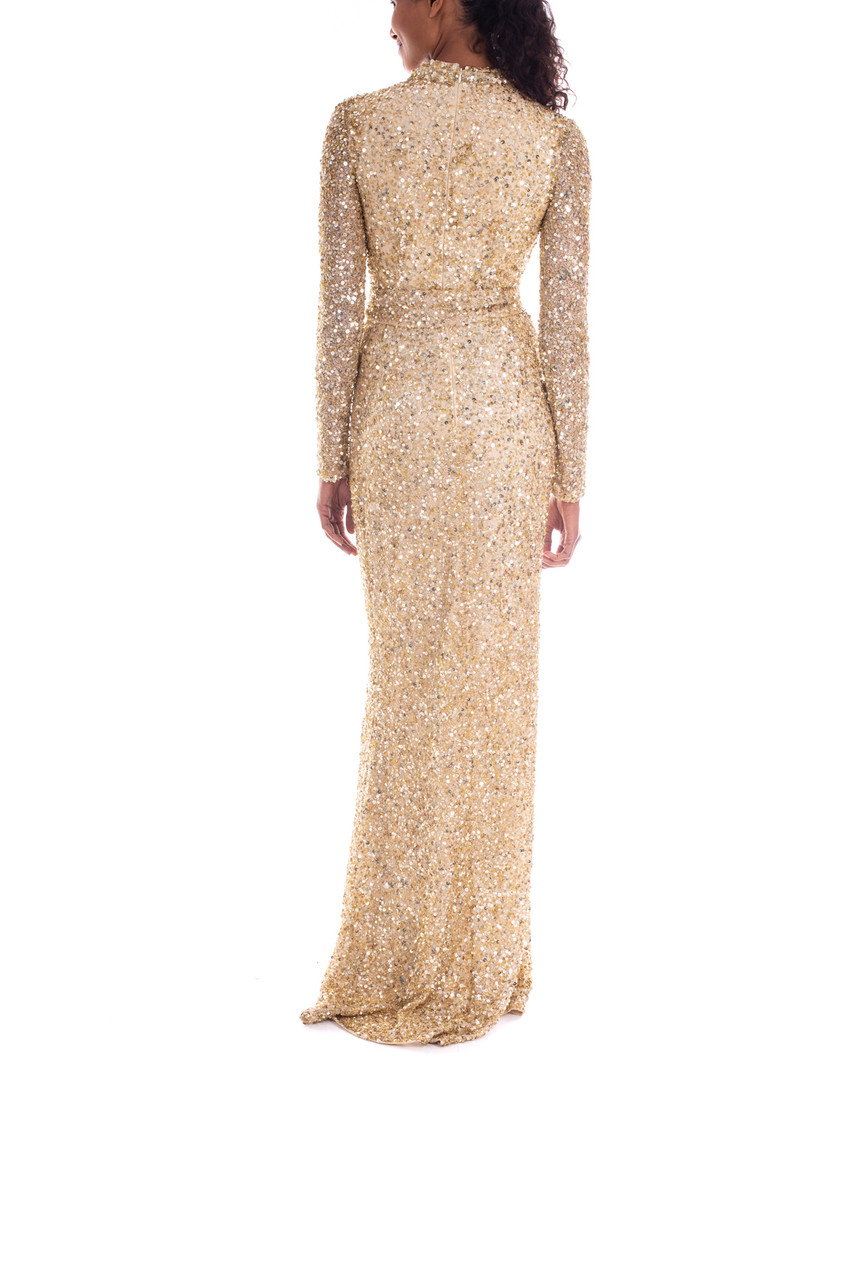 Long Sleeve Sequin Gown By Badgley Mischka