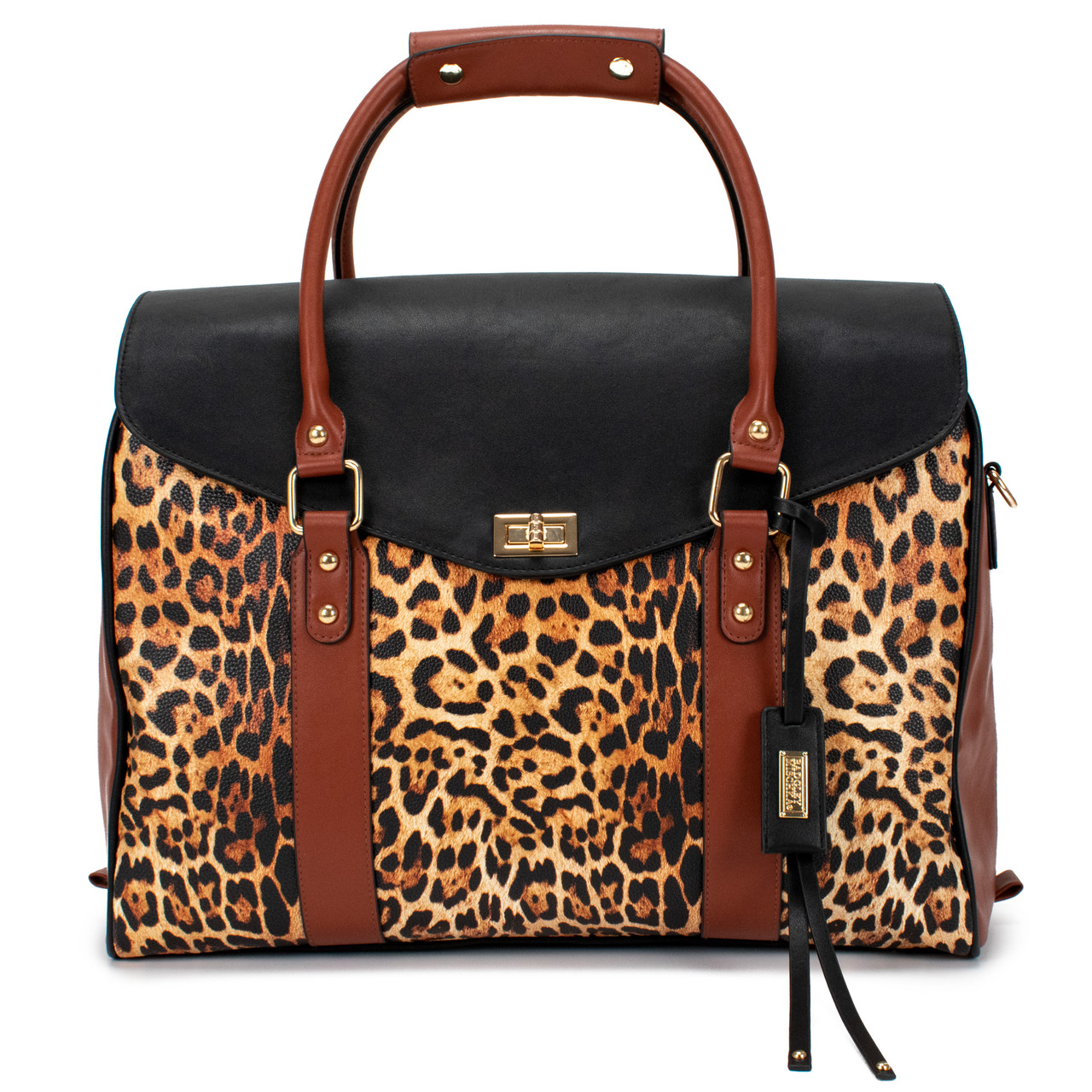 Leopard Tote Women Lightweight Weekend Bag with Outer Pocket