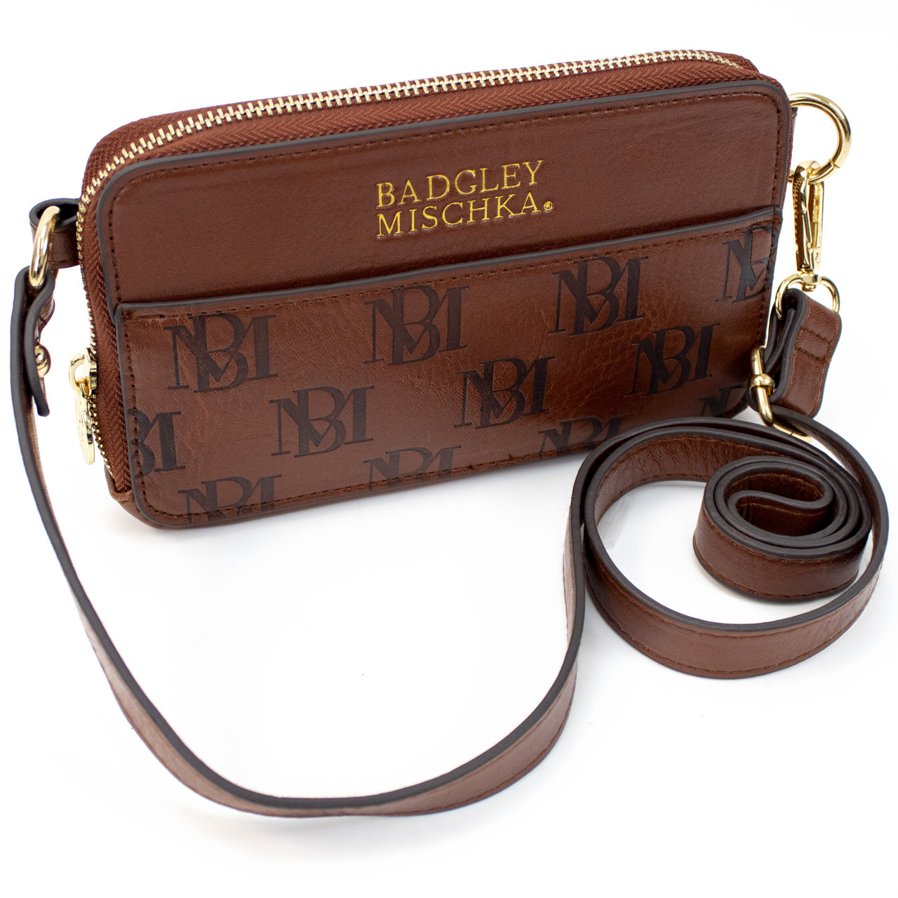 Logo-Embossed Checked Leather Belt Bag