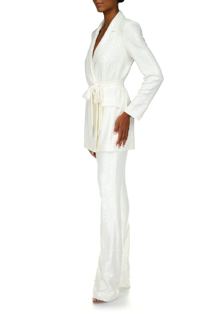 white sequins pants
