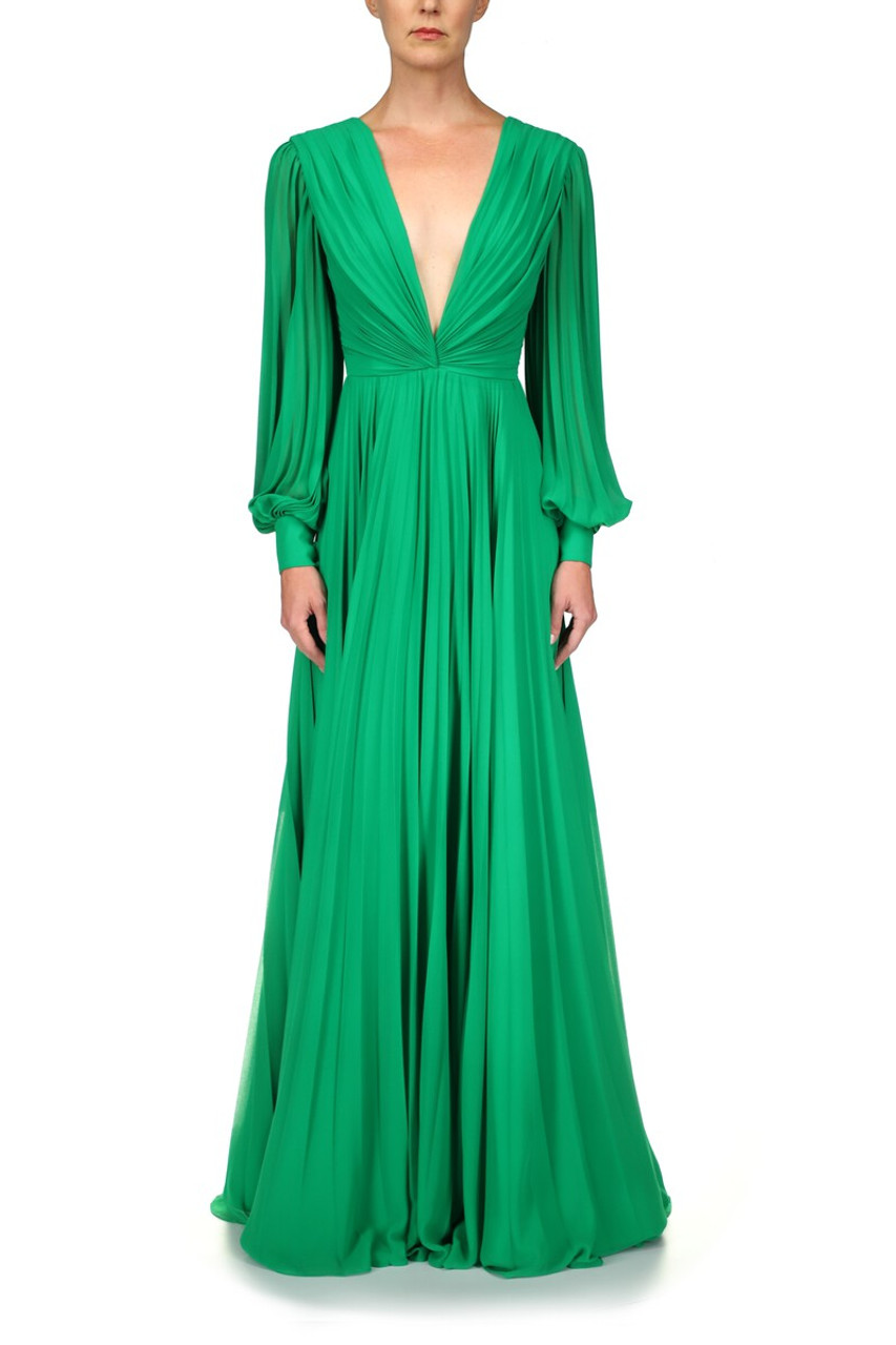 Pleated Georgette Gown by Badgley Mischka