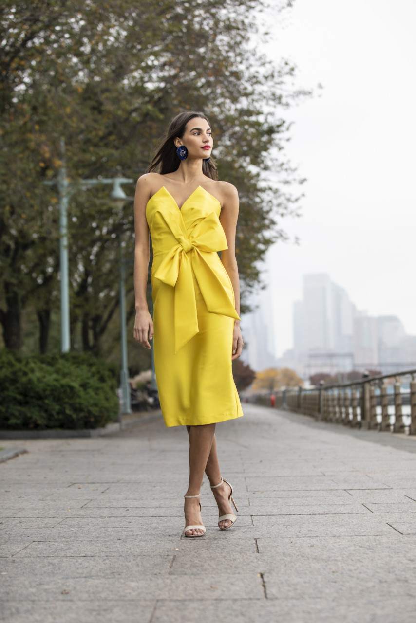 Yellow Cocktail Dress with Bow