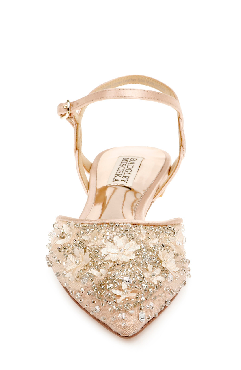 Badgley mischka carissa embroidered pointed toe flat clearance