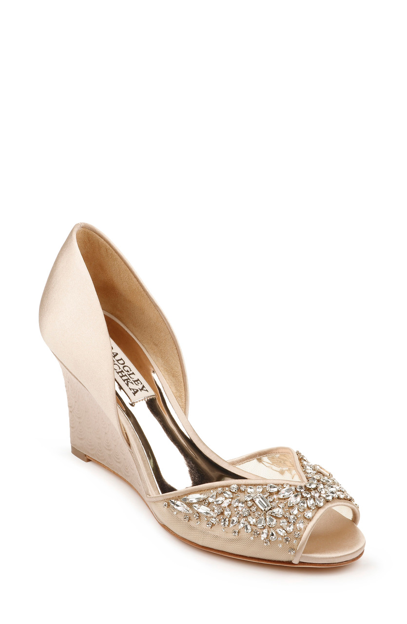 Badgley mischka cashmere crystal embellished wedge Clearance